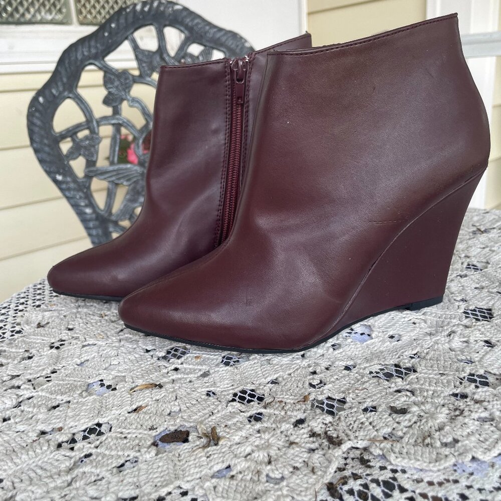 Forever 21 Burgundy Wedge Ankle Boots